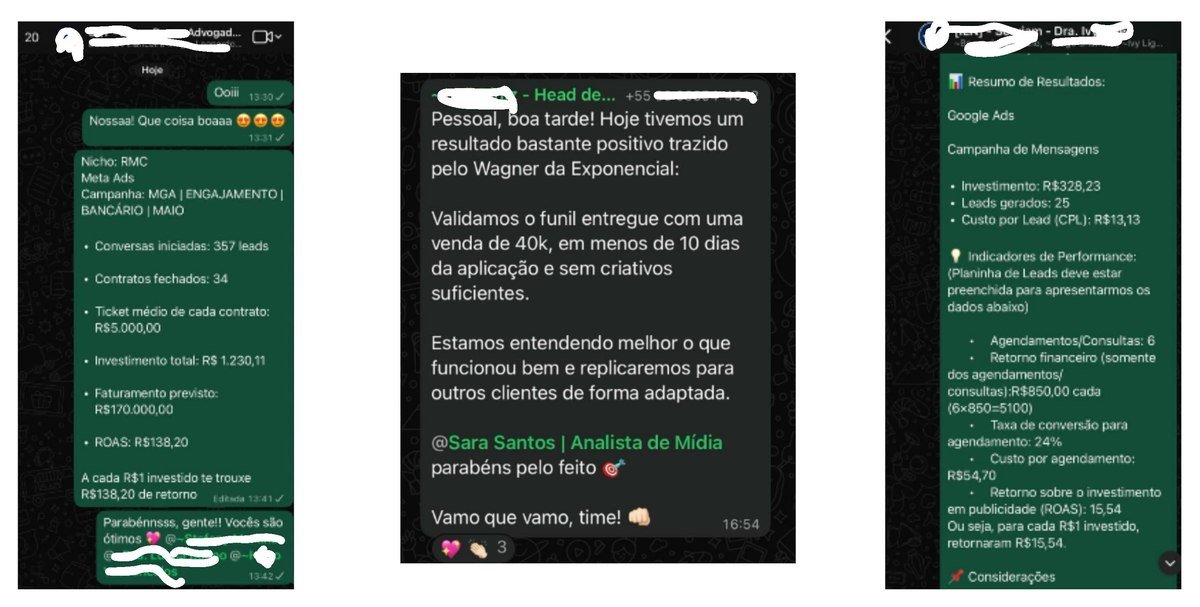 Depoimentos de clientes sobre resultados de campanhas